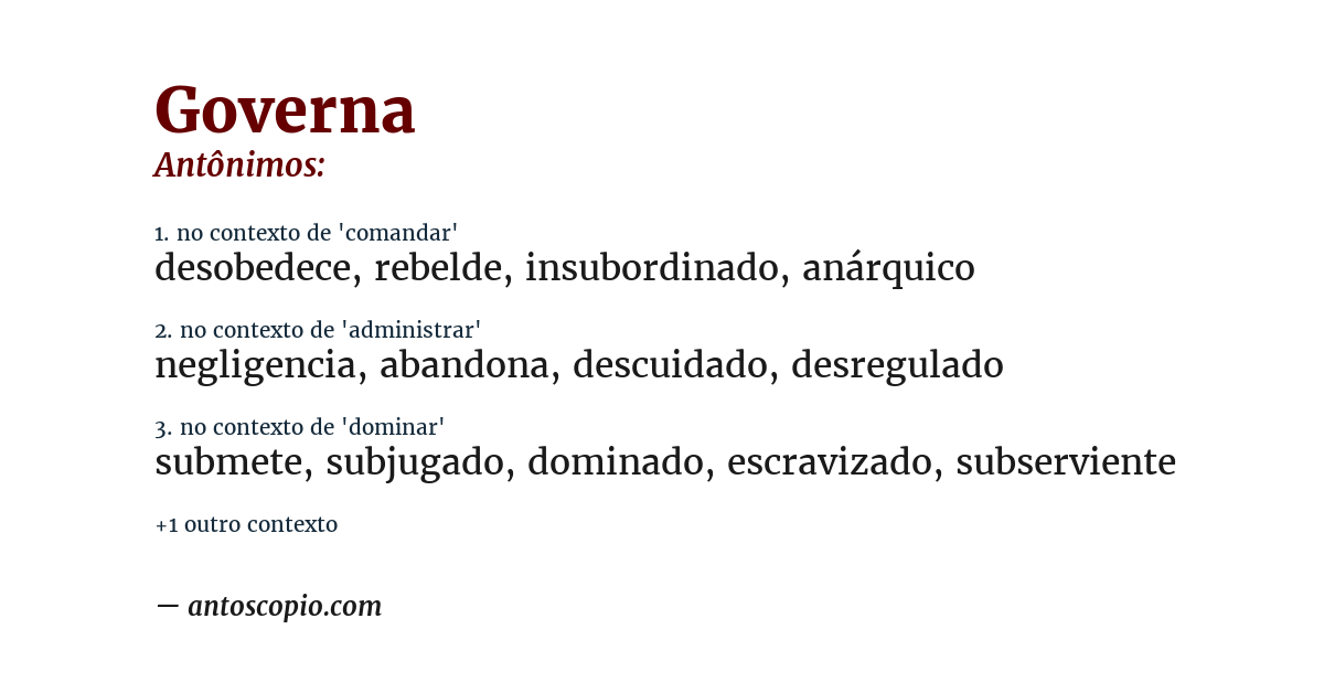 Antônimo de governa