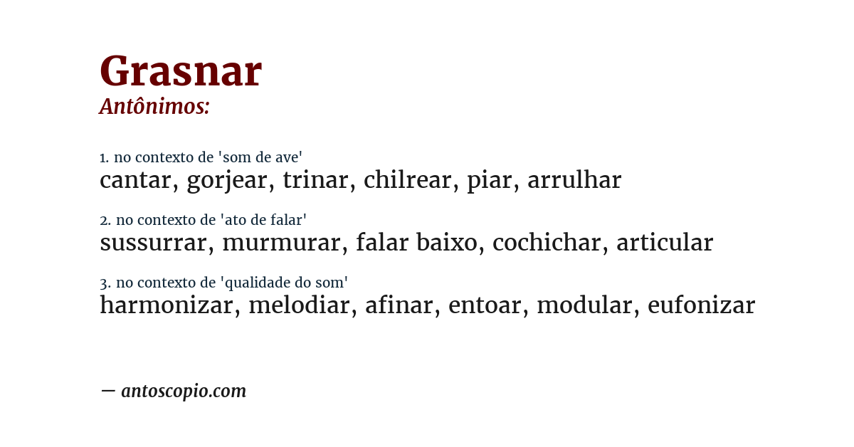 Antônimo de grasnar