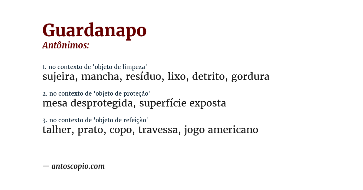 Antônimo de guardanapo