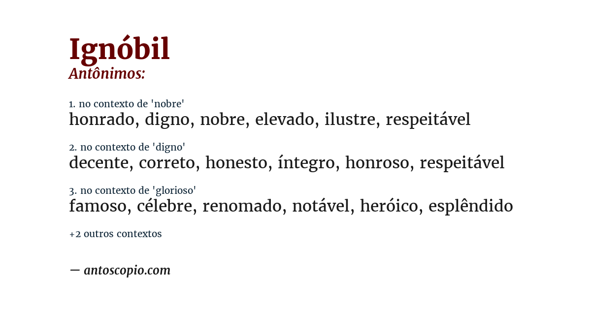 Antônimo de ignóbil