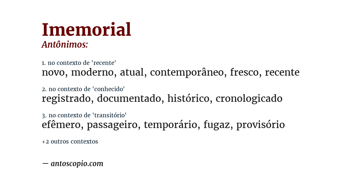 Antônimo de imemorial