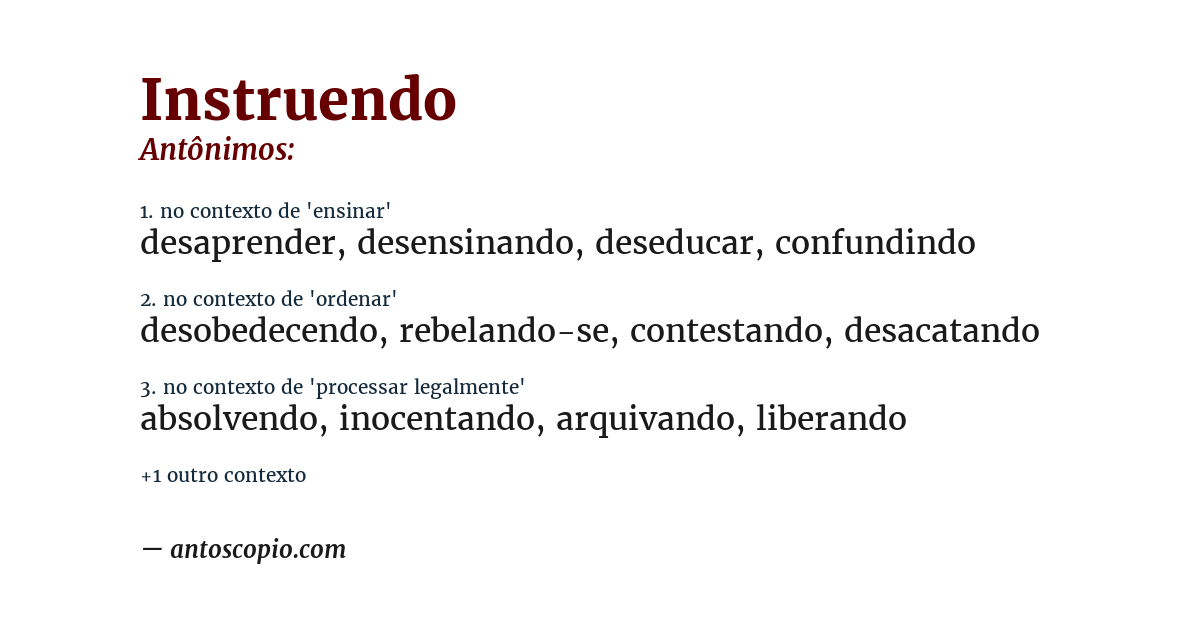 Antônimo de instruendo