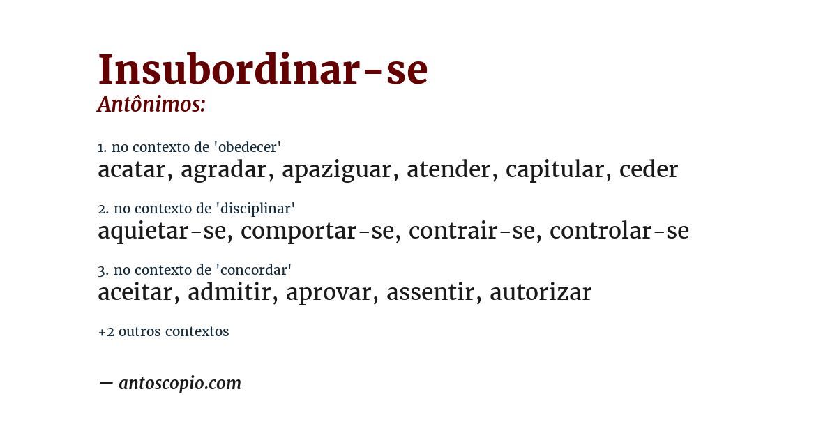 Antônimo de insubordinar-se
