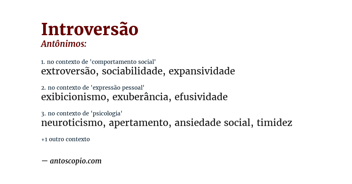 Antônimo de introversão