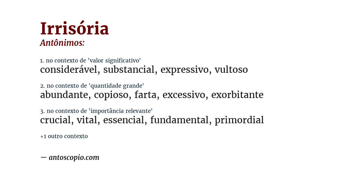 Antônimo de irrisória