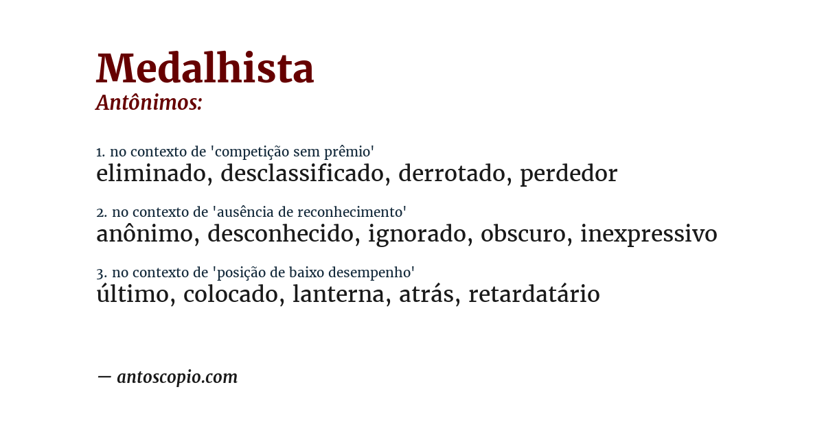 Antônimo de medalhista