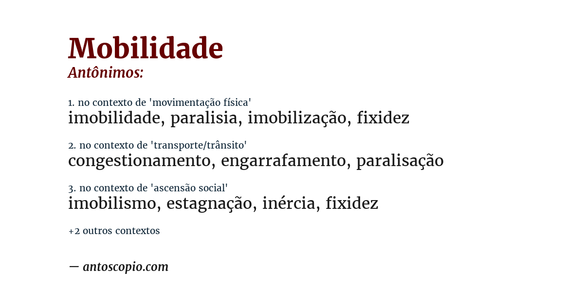 Antônimo de mobilidade