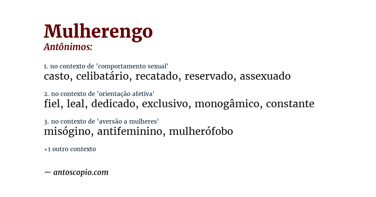 Antônimo de mulherengo