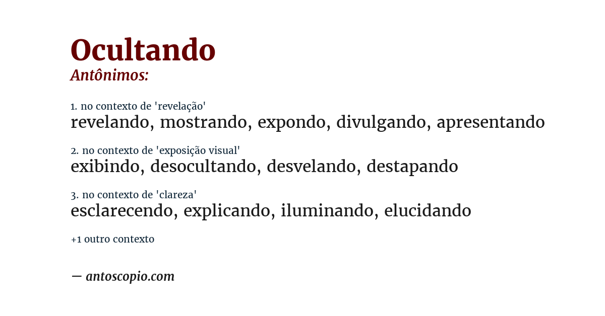Antônimo de ocultando