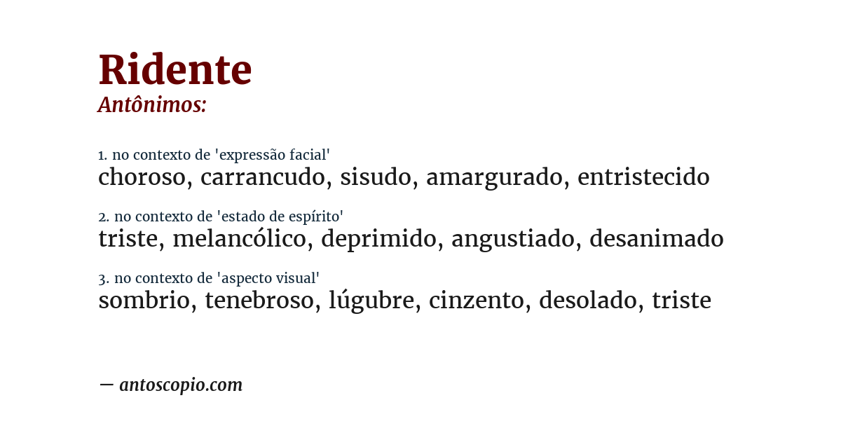 Antônimo de ridente