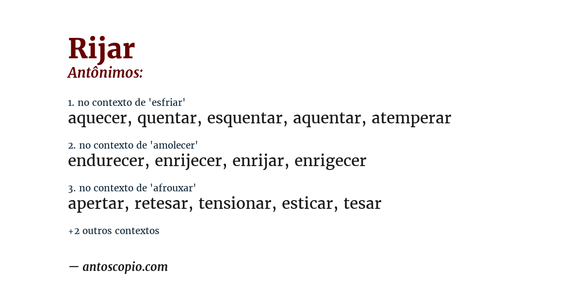 Antônimo de rijar