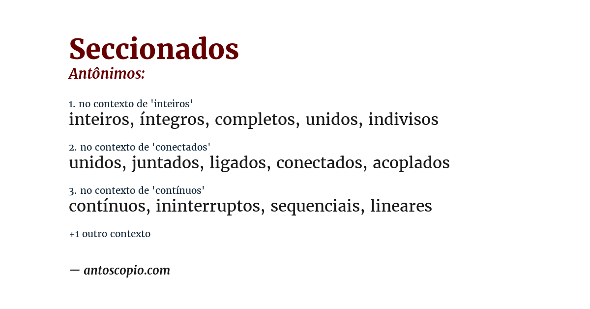 Antônimo de seccionados