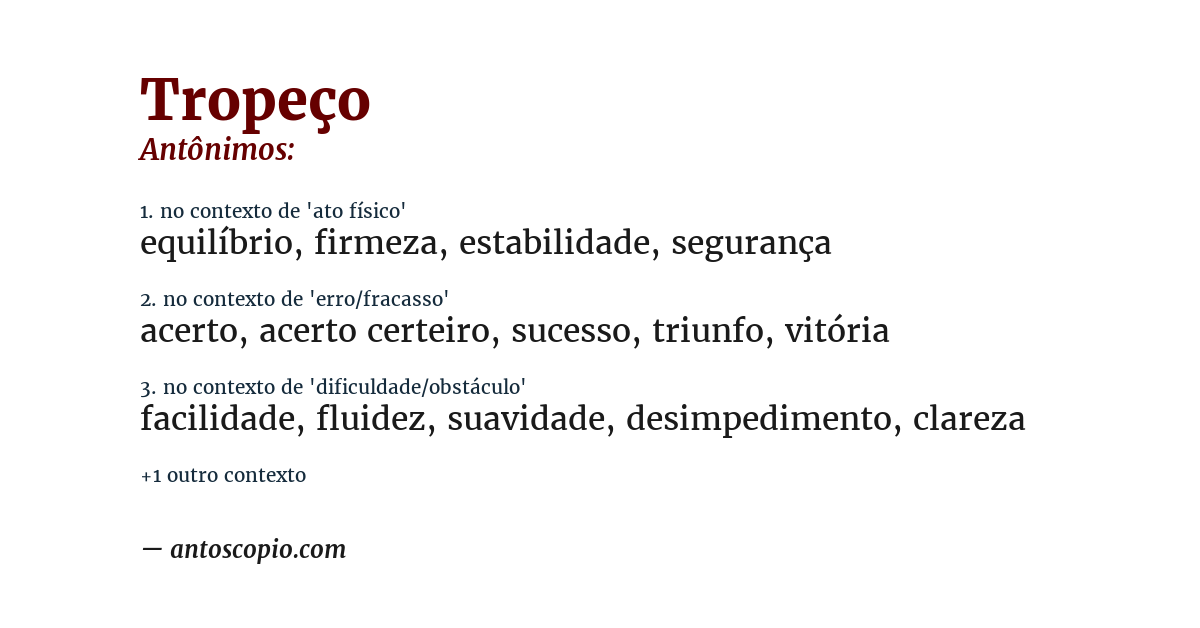 Antônimo de tropeço