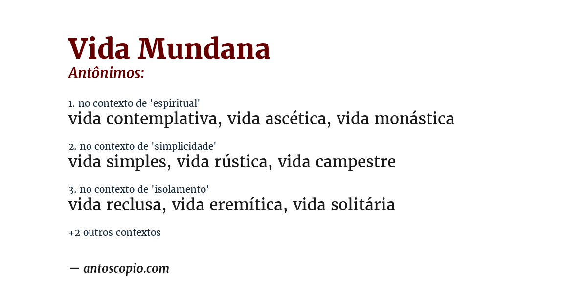 Antônimo de vida mundana
