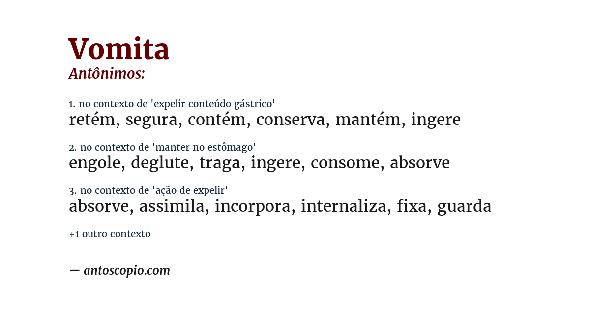 Antônimo de vomita