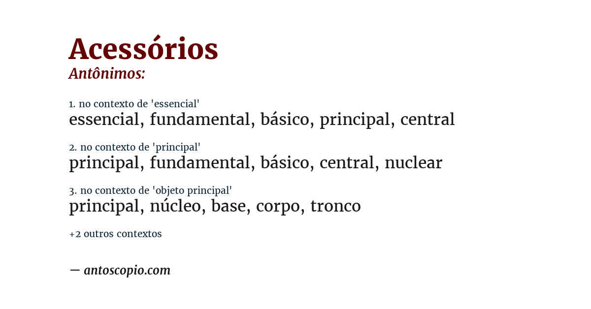 Antônimo de acessórios