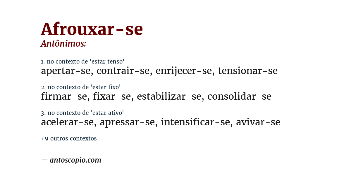 Antônimo de afrouxar-se