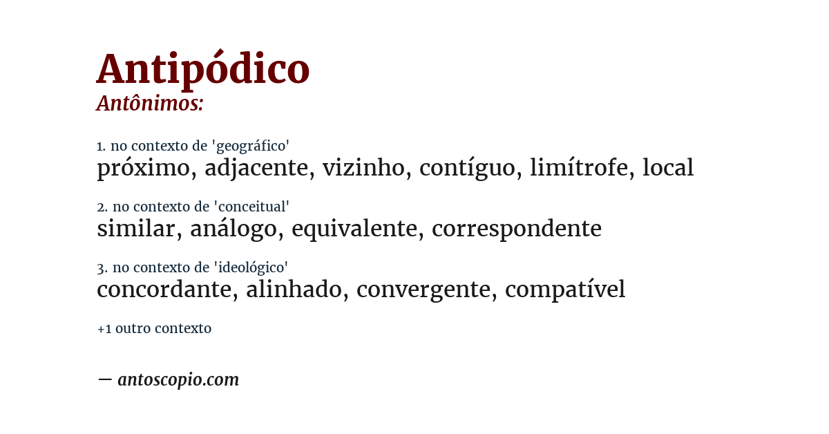 Antônimo de antipódico