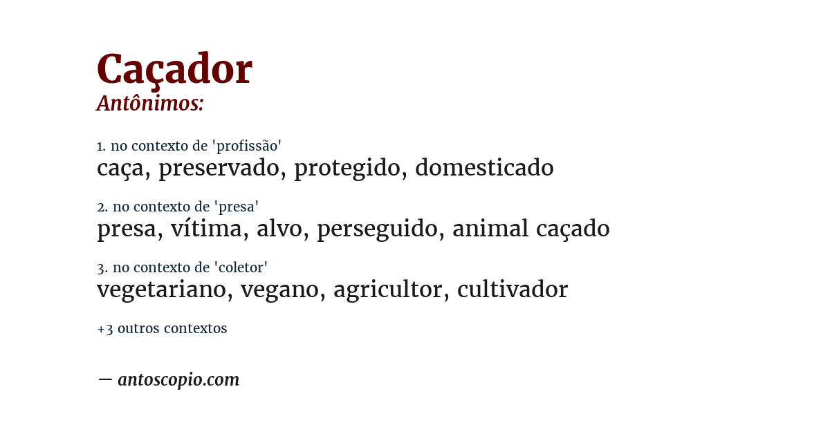 Antônimo de caçador