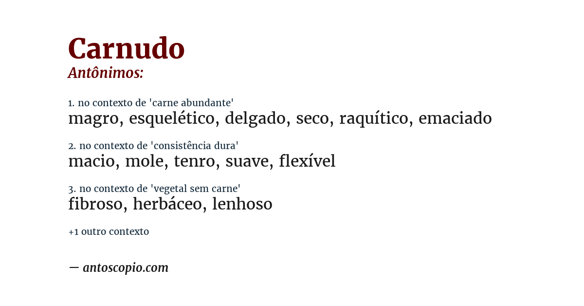 Antônimo de carnudo