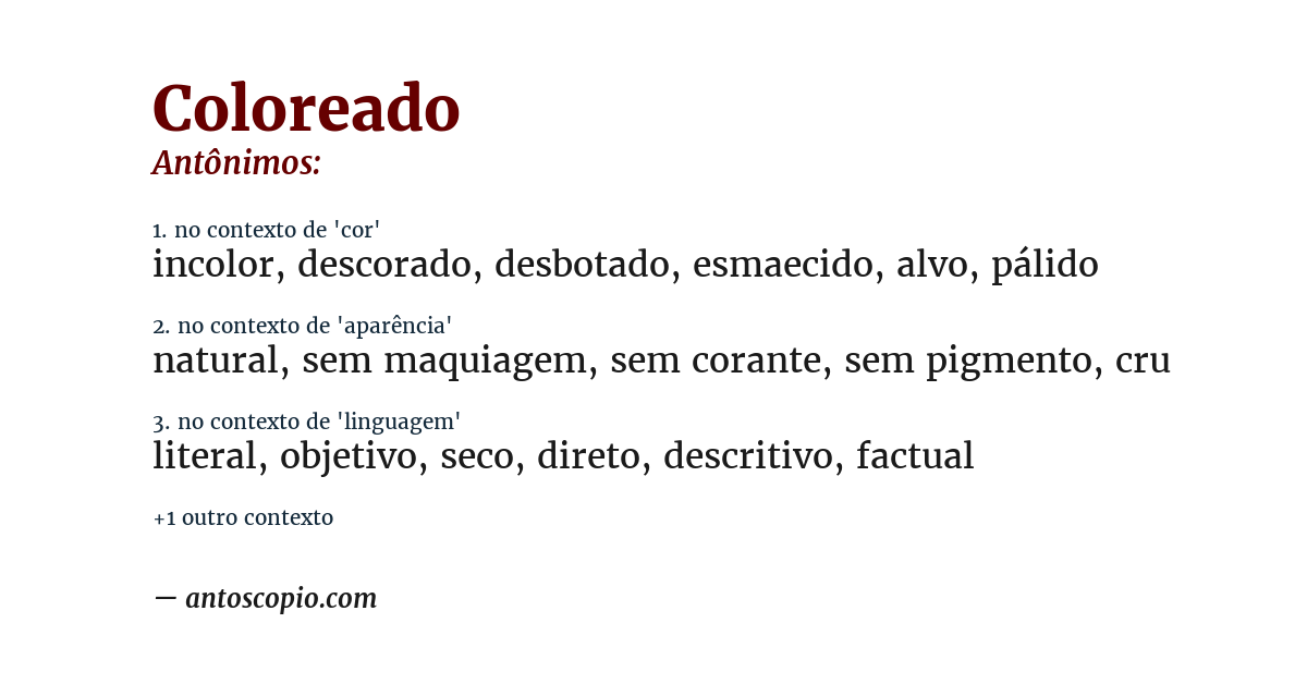Antônimo de coloreado