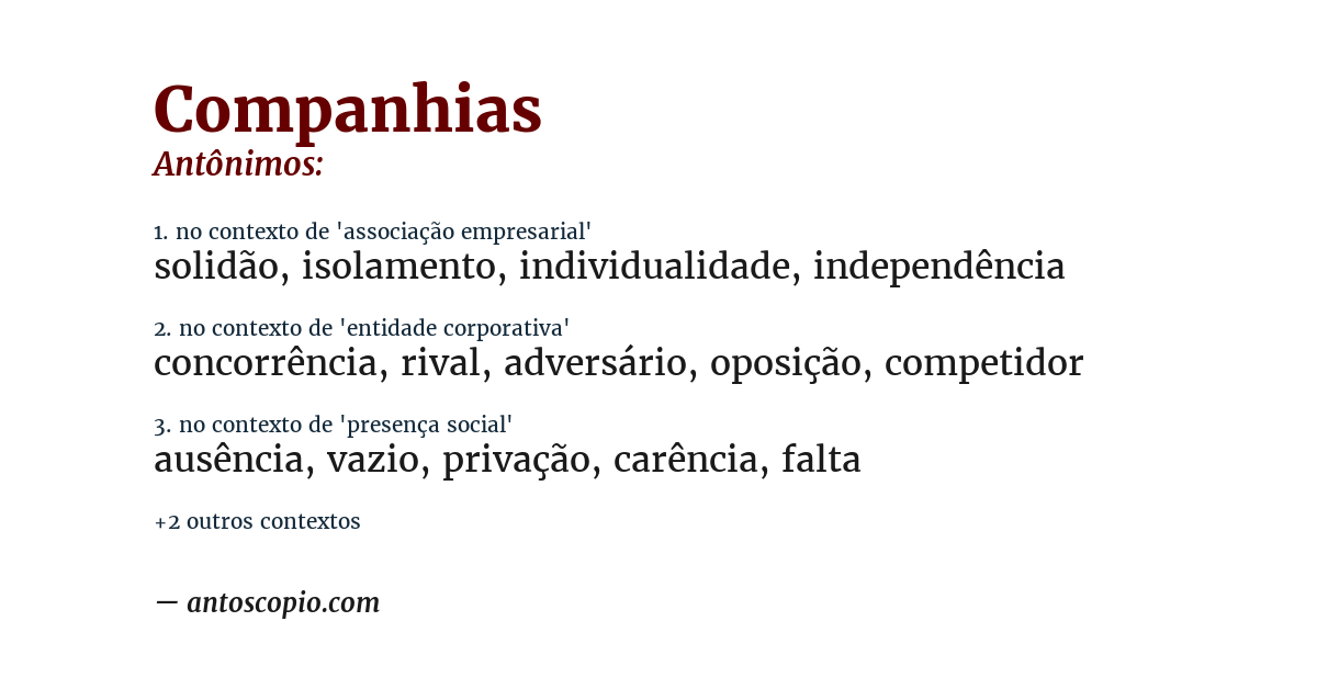 Antônimo de companhias