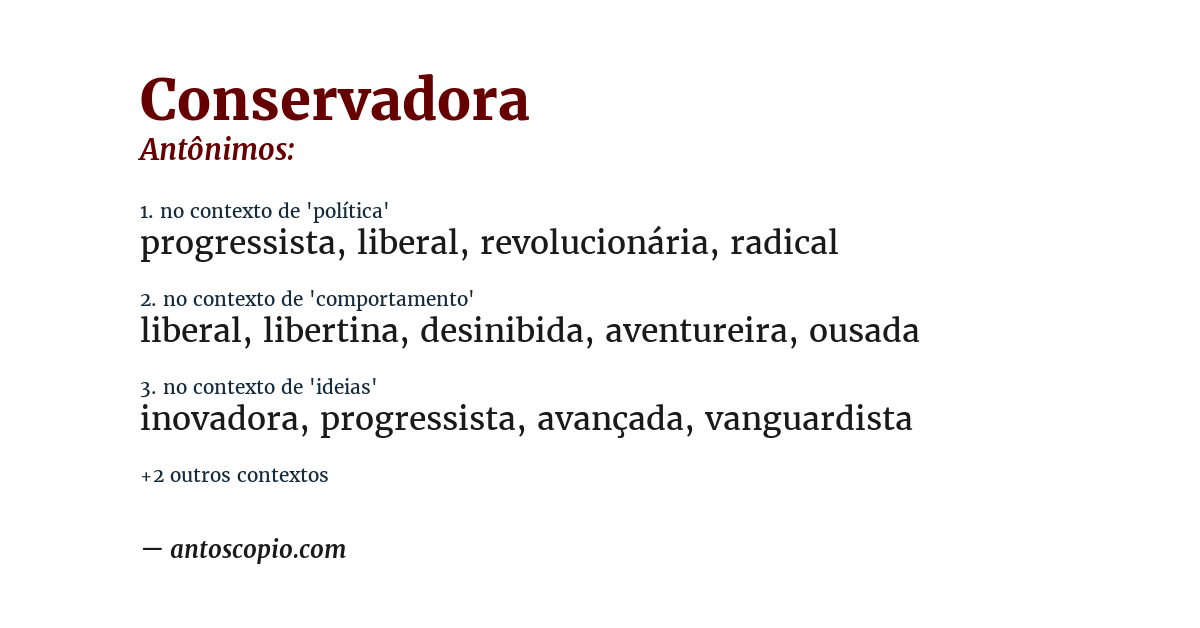 Antônimo de conservadora