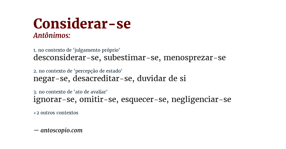 Antônimo de considerar-se