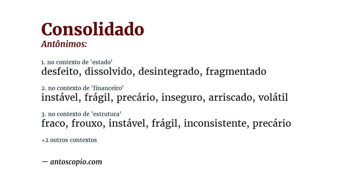 Antônimo de consolidado