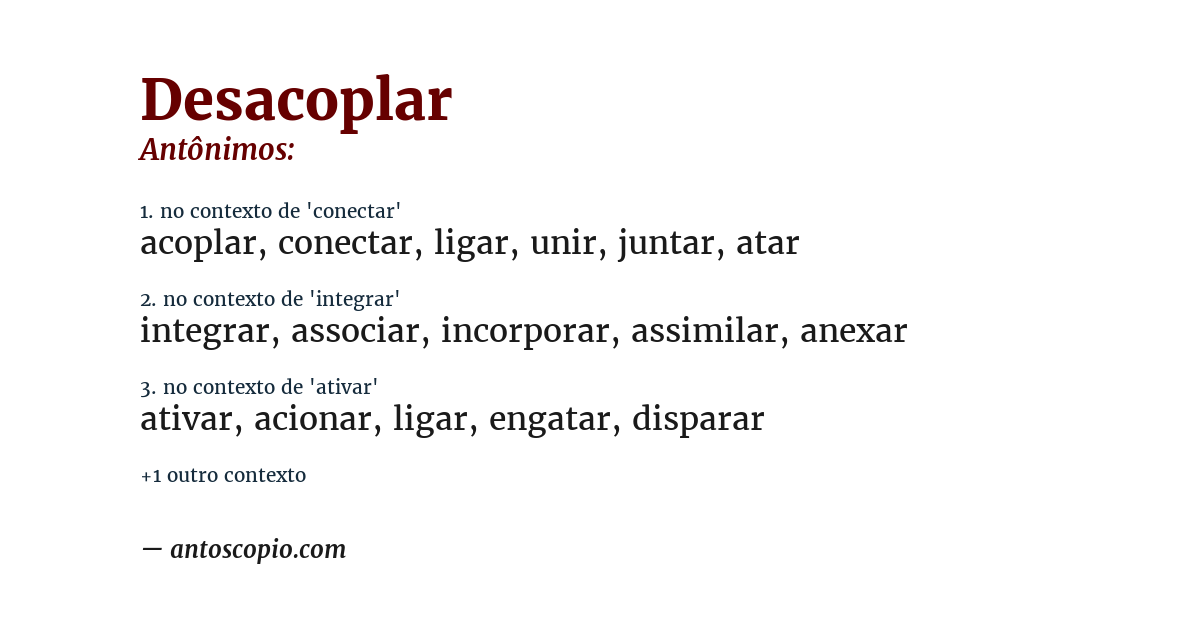 Antônimo de desacoplar