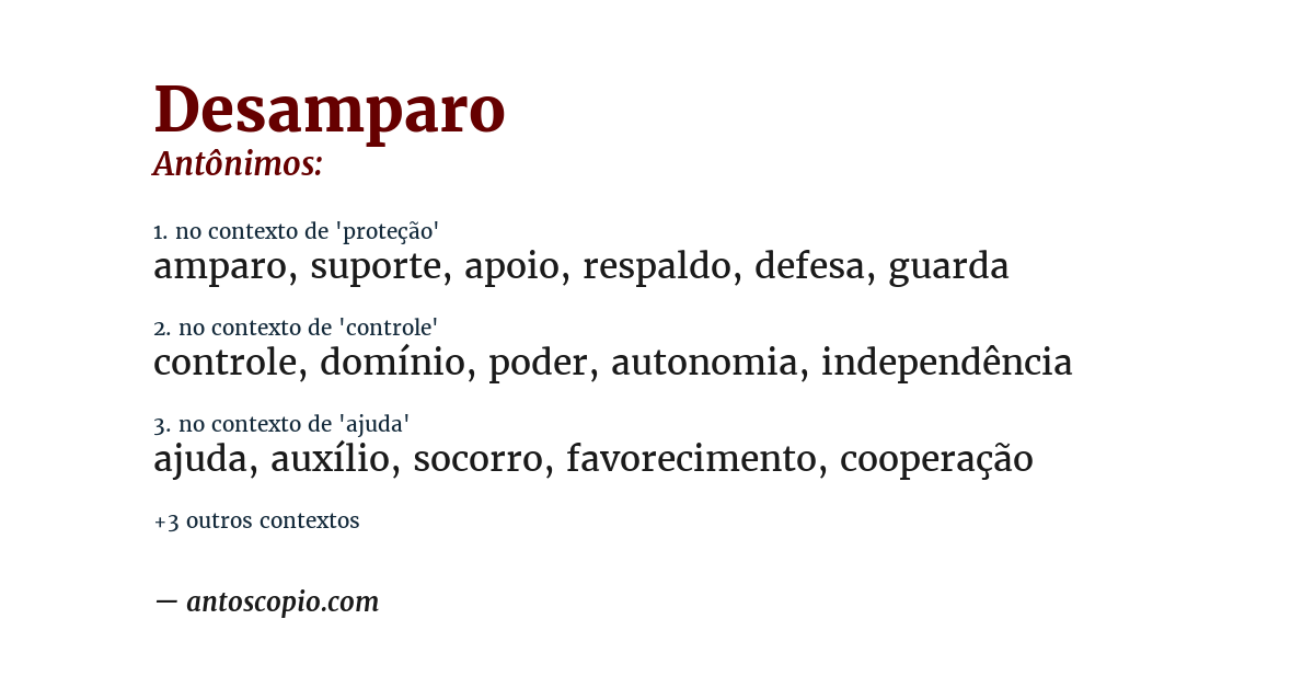 Antônimo de desamparo
