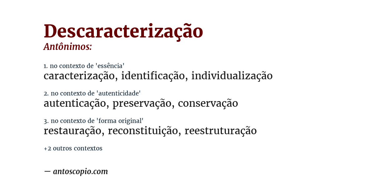 Antônimo de descaracterização