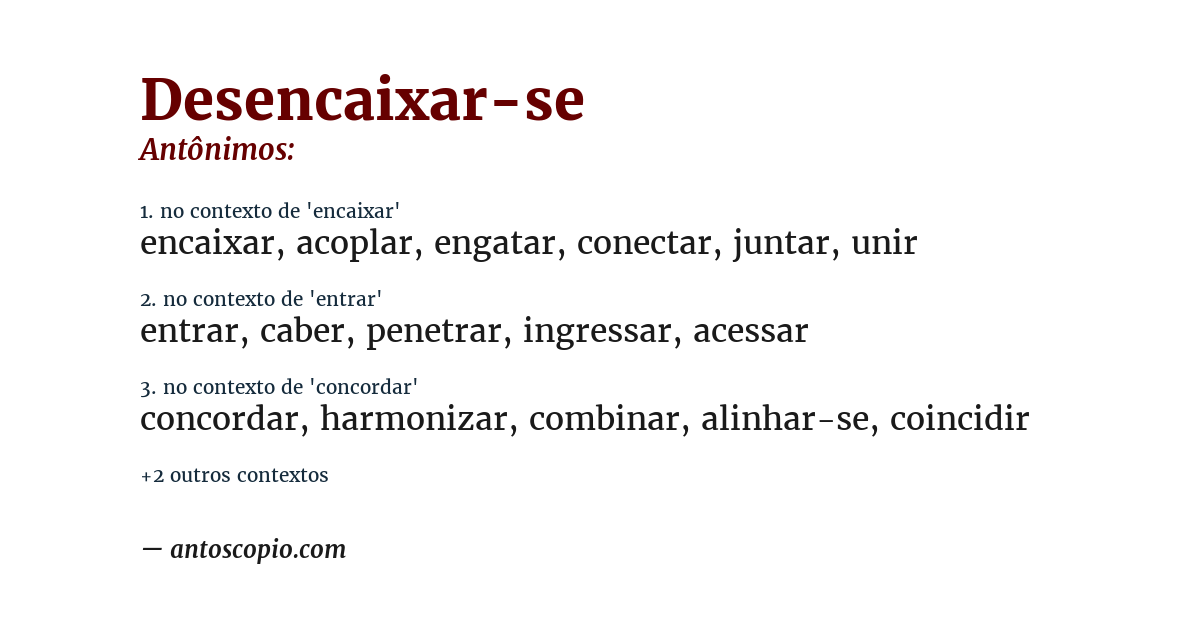 Antônimo de desencaixar-se