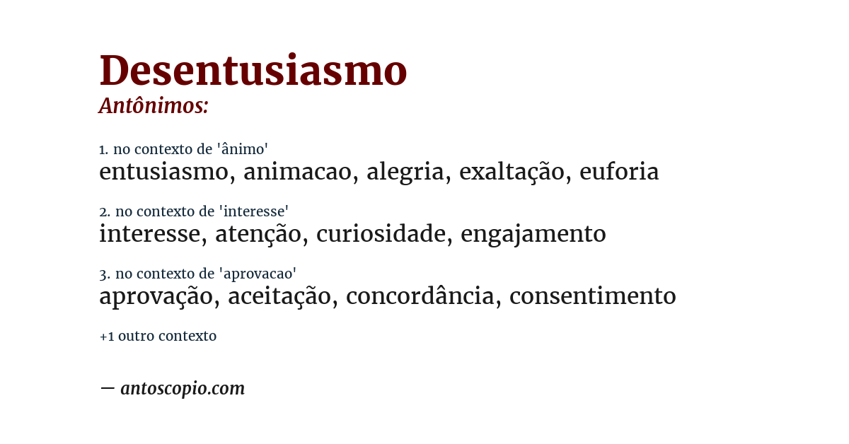 Antônimo de desentusiasmo