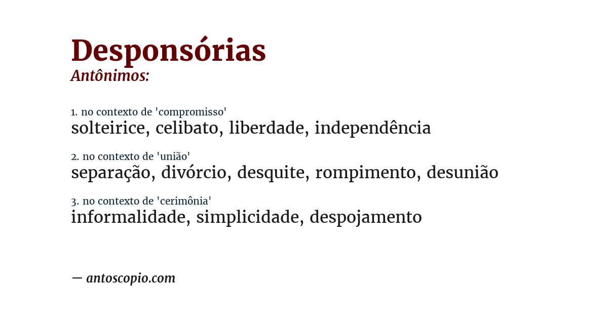 Antônimo de desponsórias