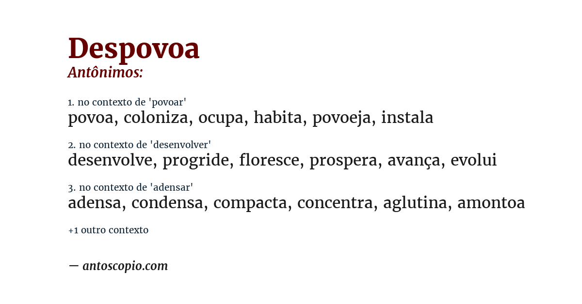 Antônimo de despovoa