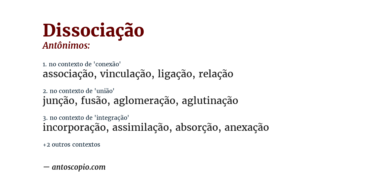 Antônimo de dissociação