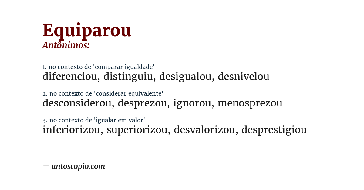 Antônimo de equiparou