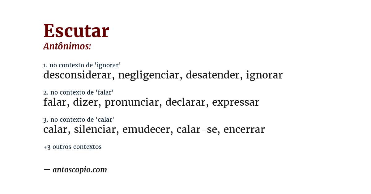 Antônimo de escutar