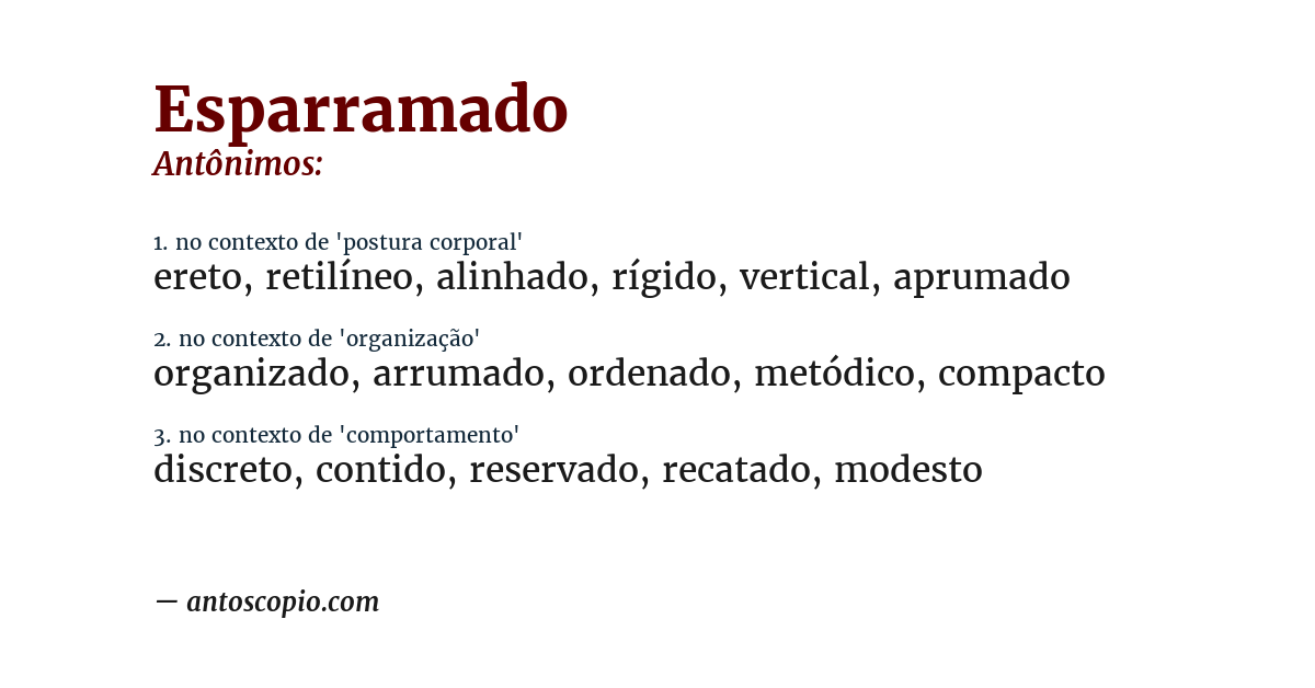 Antônimo de esparramado