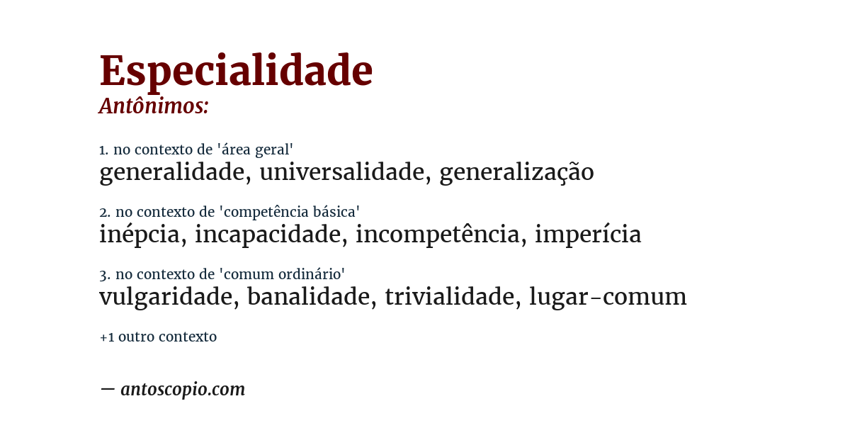 Antônimo de especialidade