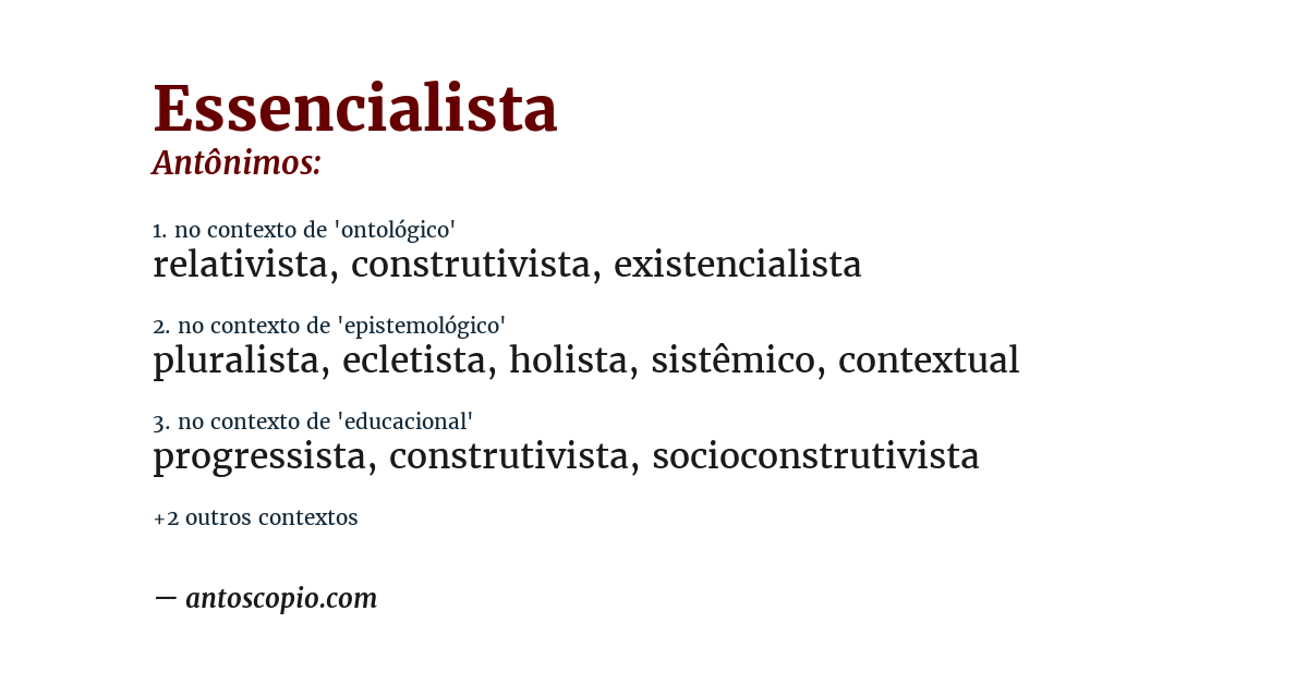 Antônimo de essencialista