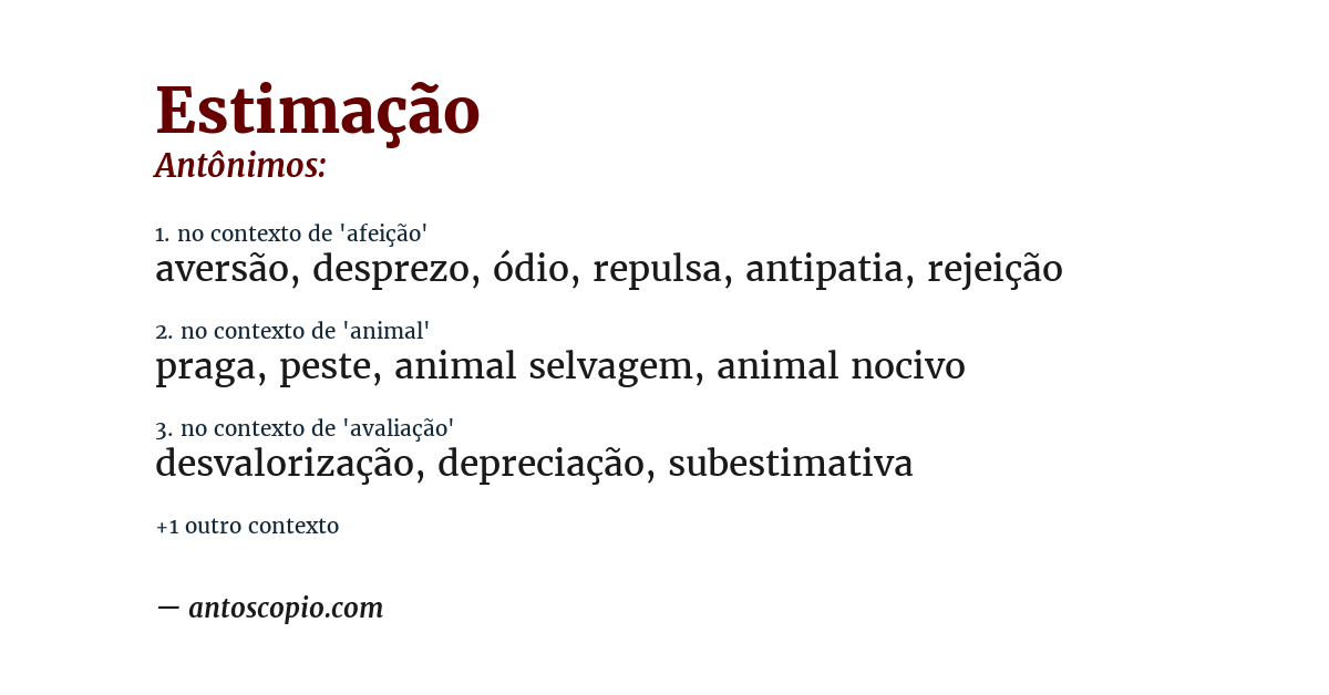 Antônimo de estimação