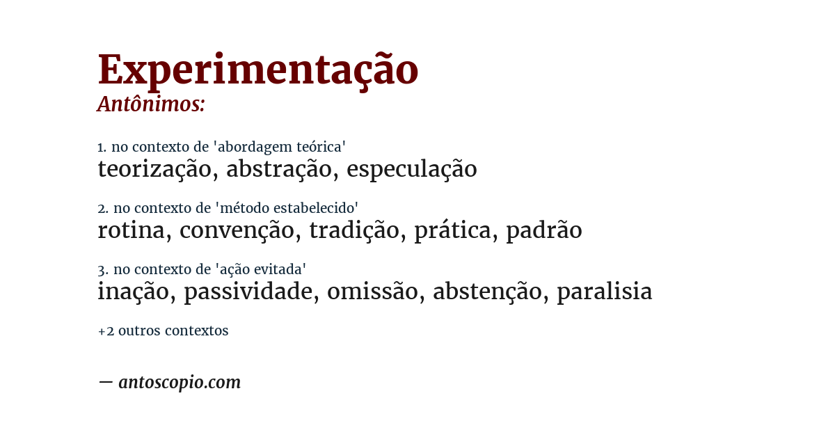 Antônimo de experimentação