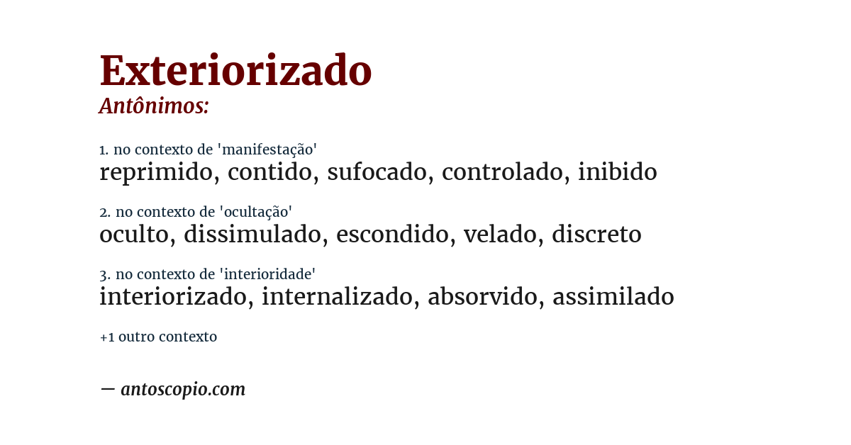 Antônimo de exteriorizado