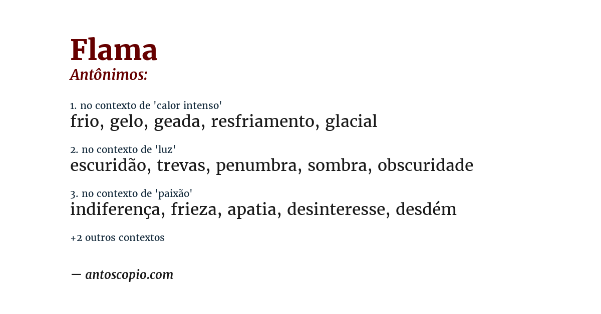 Antônimo de flama