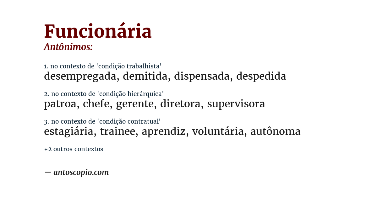 Antônimo de funcionária