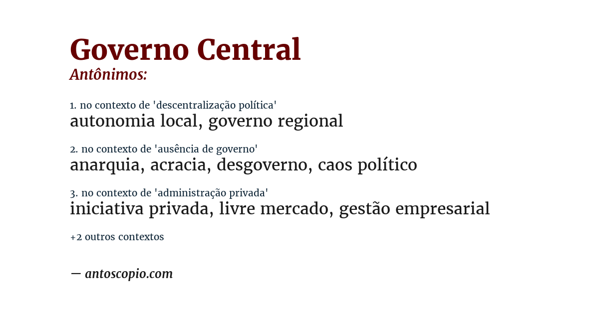 Antônimo de governo central
