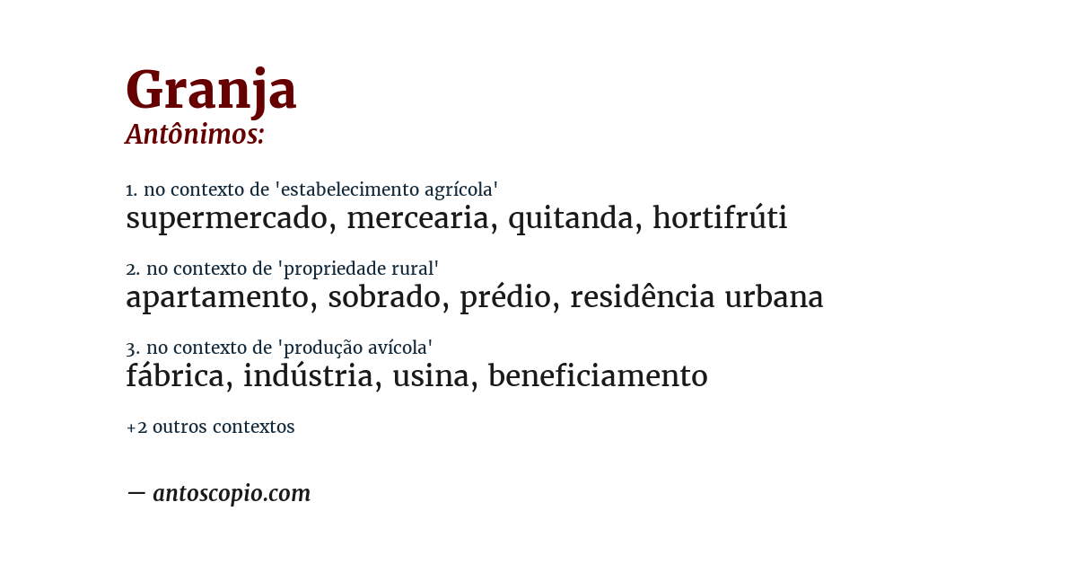 Antônimo de granja
