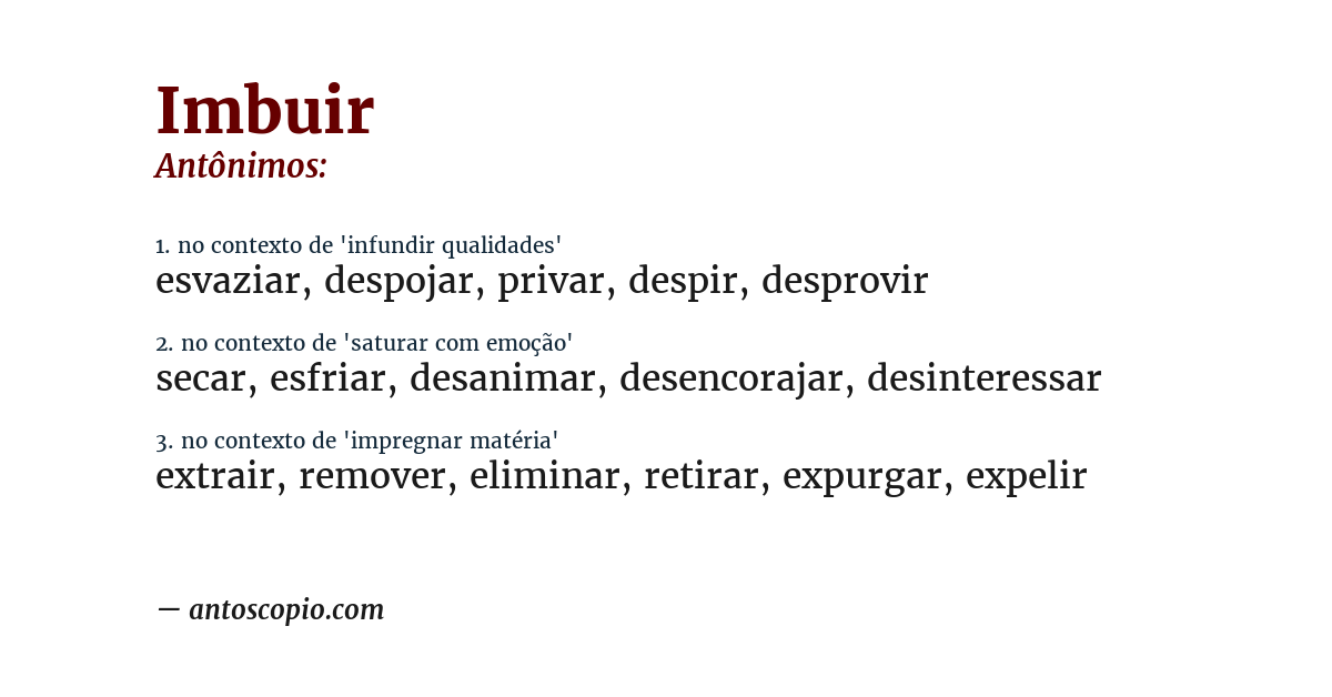 Antônimo de imbuir